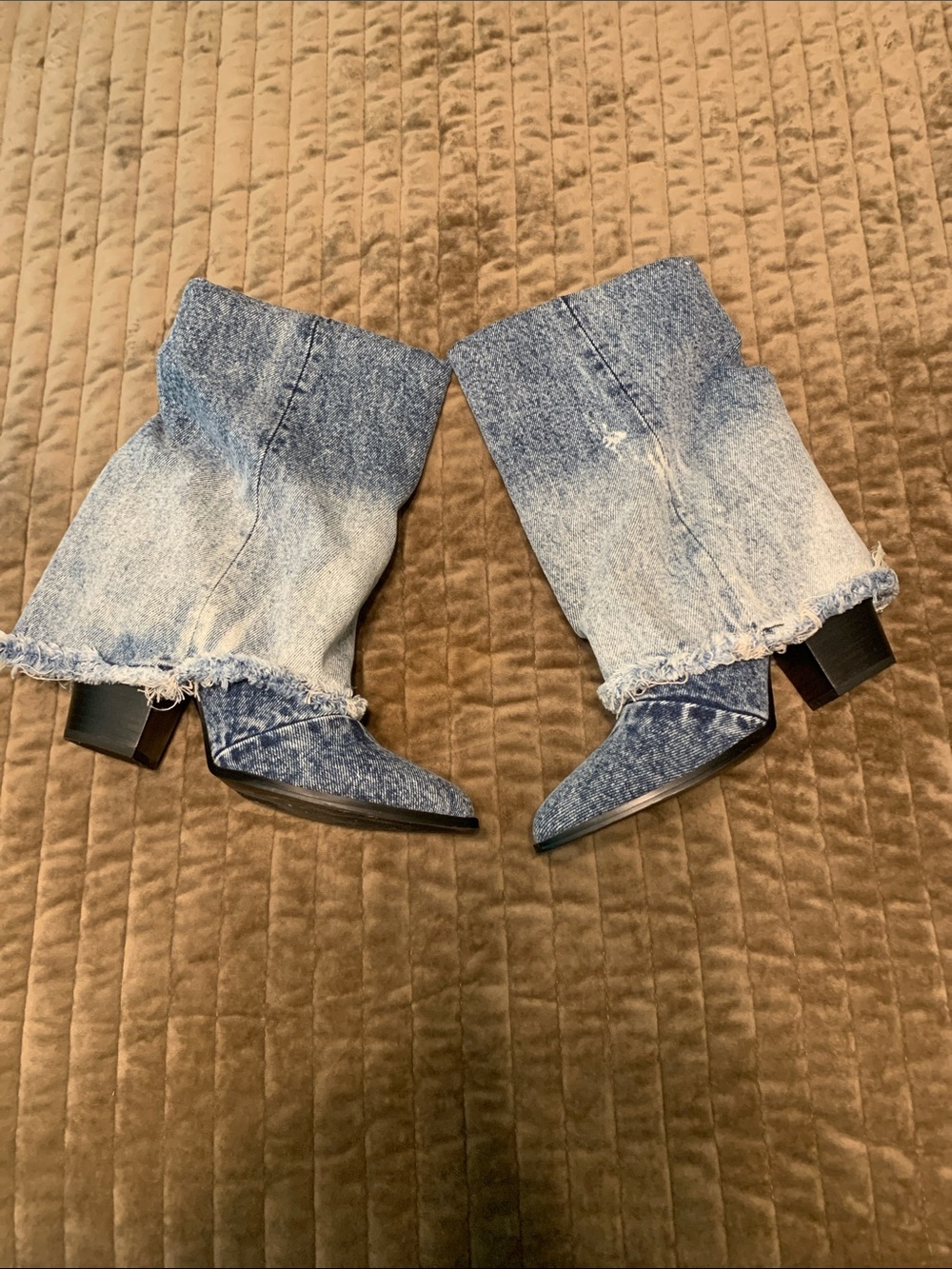 Denim Fold-Over Women's Jeans Bootcut - Light Blue